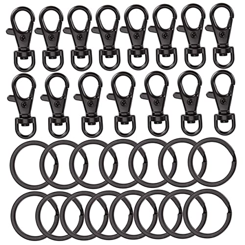 Angoily 15 Stück Karabiner Schlüsselanhänger bastelbedarf carabiner hook Kettengürtel Klaue schlüsselringe Schlüsselanhänger für Bastelarbeiten Schlüsselanhänger Verschluss Metall Black von Angoily