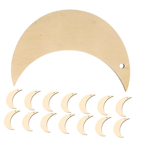 Angoily 15 Stück Teiliges Mond holzset Unlackierte Holzscheiben Natürliche Bastelrohlinge für DIY dekoration Lernspielzeug Vielseitige Holzverzierungen für Haus und Fest von Angoily