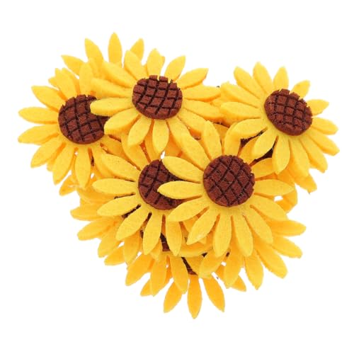 Angoily 15 Stück Teiliges Sonnenblumen Stoffapplikationen zum Aufnähen Kleine DIY Headdress Accessories Bestickte Patches zum Verzieren von Kleidung Taschen Schuhen und Hüten von Angoily