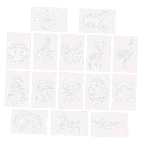 Angoily 15 Stück Teiliges Tierschablonen für Wiederverwendbare Malvorlagen mit Einhorn und Papageienmotiven für Diy Projekte Zeichnen Basteln und Kreative Kunstwerke von Angoily