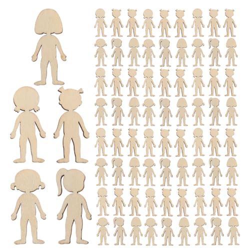 Angoily 150 Stück Unlackierte Holzfiguren für Bastelprojekte Hängende Ornamente und Kreative Gestaltung im Kindergarten von Angoily