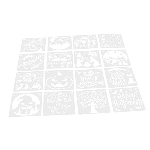 Angoily 16 Blatt Teiliges Halloween Spray Schablonen Wiederverwendbare Leichte Pet Druckvorlagen Vielseitig für Basteln Dekoration Holzschilder Tragbare Filigrane Malvorlagen Angoily 16 Blatt Teiliges Halloween Spray Schablonen Wiederverwendbare Leichte Pet Druckvorlagen Vielseitig für Basteln Dekoration Holzschilder Tragbare Filigrane Malvorlagen von Angoily