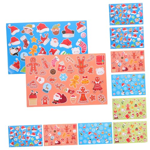 Angoily 16 Blatt Teiliges Weihnachtsaufkleber Selbstklebend Sichere Papiermaterialien Vielseitig für Geschenkboxen Umschläge Süßigkeitentüten Einfache Anwendung Festliche Weihnachtsdeko von Angoily