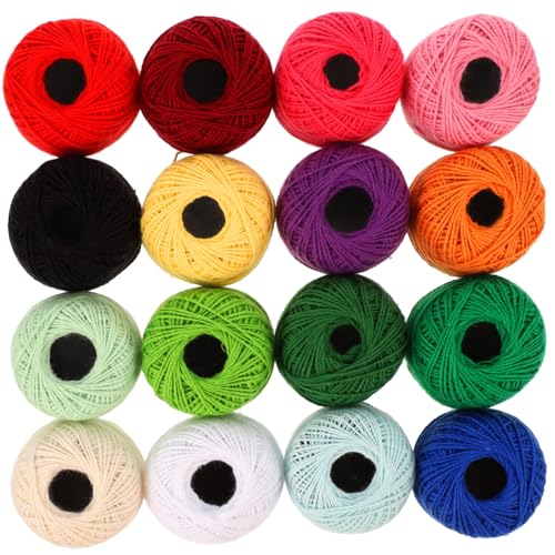 Angoily 16 Rollen Bunte Stickgarn Diy Stickfaden Material für Handarbeit pro Rolle Farben Mischset für Kreuzstich und Nähprojekte von Angoily
