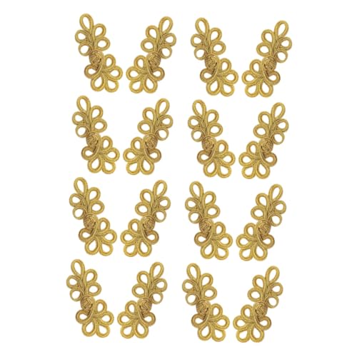 Angoily 16 Stück Chinesische Geschenkbox cheongsam Zierknöpfe Zubehör für Cheongsam-Herstellung DIY-Knöpfe handgefertigter Perlmuttknopf Kostümzubehör links Golden von Angoily