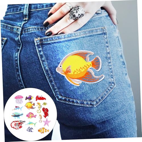 Angoily 16 Stück Teiliges DIY Stoffaufnäher mit Cartoon stickerei Weiche Applikationen zum Nähen und Dekorieren von Kleidung Taschen Hüten zum Reparieren und Personalisieren von Angoily