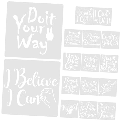Angoily 16 Stück Teiliges Inspirierende Wort Schablonen aus Kunststoff Wiederverwendbar Klare Muster Glatte Oberfläche Leicht zu Reinigen für DIY Malerei Scrapbooking Wanddekoration und von Angoily