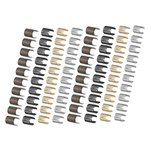 Angoily 160 Stück Leder Seil Clips DIY Handgemachte Verschlüsse für Schmuckherstellung Hellgold Silber Gun und Antikgrün für Taschen und Handwerk von Angoily