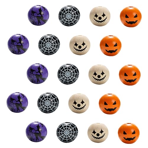 Angoily 160 Stück Teiliges Halloween Holzperlen Kreative Diy Abstandshalterperlen für Schmuckherstellung Vielseitig Einsetzbar für Armbänder und Bastelprojekte von Angoily