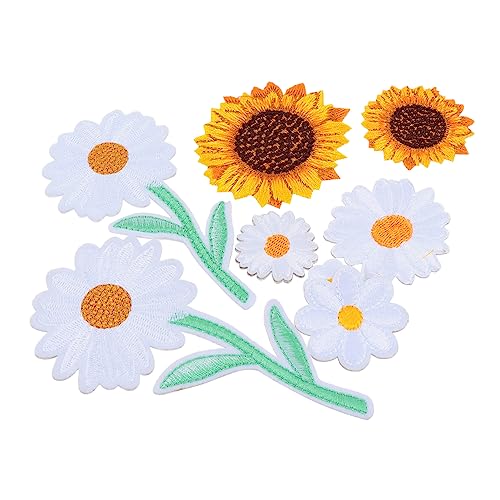 Angoily 16Stücke Teiliges Bestickte Patches DIY Aufbügelflicken für Kleidung Taschen und Hüte Sonnenblumen und Kleine Vielseitig Einsetzbar für Reparaturen von Angoily