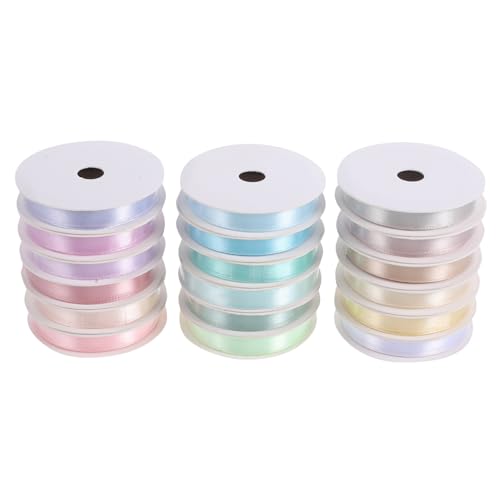 Angoily 18 Rollen Geschenkband Polyester pro Vielseitige Diy Dekorationsbänder für Hochzeiten Partys und Bastelprojekte Farben zur Auswahl Weich Zufällige Farbe von Angoily