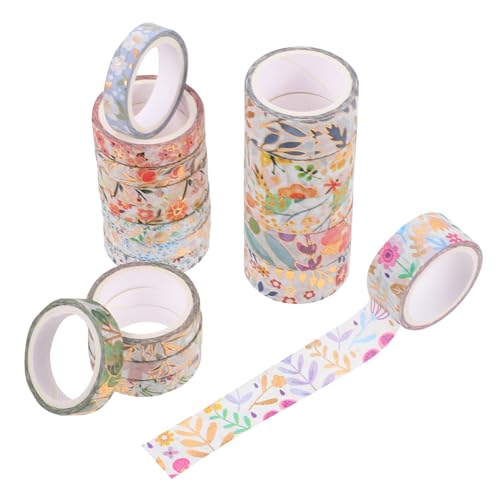 Angoily 18 Rollen Klebeband Dekoration Blumenband Klebebänder Basteln Party Deko Blumen Tagebuch Abdeckband Scrapbook Buntes Washi Tape Aufkleber Für Journaling Papier von Angoily