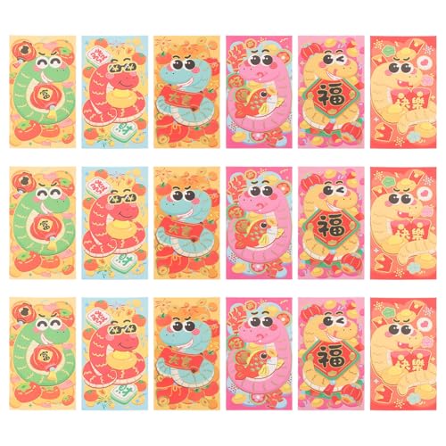 Angoily 18 Stück Teiliges Chinesische Neujahr Cartoon Rote Umschläge Festliche Geldhalter für Lunar Neujahr Bunte Designs für und Feiern von Angoily