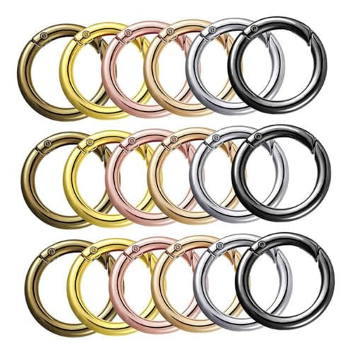 Angoily 18 Stück Teiliges Runde Feder schnappverschlüsse aus Robuste Karabiner ringe für DIY Schmuck Schlüsselanhänger Taschenriemen Handliche Metall clips für Bastelprojekte von Angoily