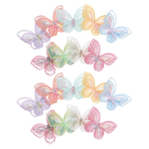 Angoily 18 Stück bestickte Schmetterlings-Aufnäher: Organza-Spitze, Schmetterling, zum Aufbügeln, doppellagig, zum Aufnähen, für DIY-Kleidung, Jacken, Rucksäcke, Jeans, Taschen, Kappen, Schuhe von Angoily
