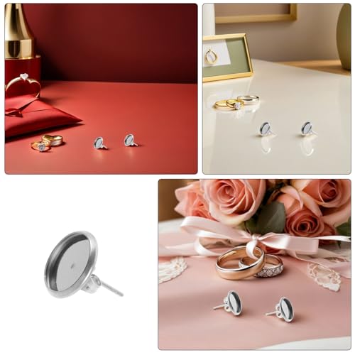 Angoily 180 Stück Ohrstecker-Beschläge, 6 mm, Edelstahl, Rohlinge, runde Cabochon-Ohrring-Lünetten, Tabletts zur Schmuckherstellung von Angoily