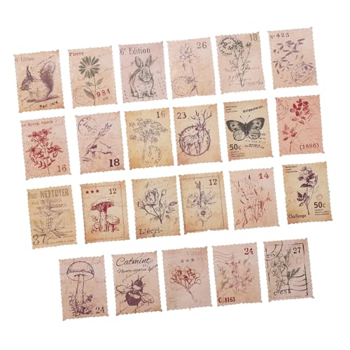 Angoily 184 Stück Teiliges Selbstklebende Vintage Poststempel Sticker mit Pflanzen Tiermotiven Retro Scrapbook Aufkleber für Tagebuch DIY Planer Dekoration Leicht Ablösbar und Vielseitig von Angoily
