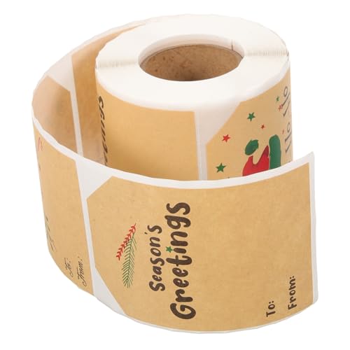 Angoily 1Rolle Geschenkversiegelungsetikettenrolle Kraftpapier Selbstklebende Weihnachtsaufkleber für Geschenktüten Karten und Boxen Verarbeitung Langlebig von Angoily