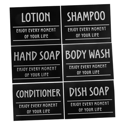 Angoily 1Satz Badezimmer Wasserdichte Aufkleber für Shampoo Flaschen und Duschgel Minimalistische Badezimmerbeschriftungen zur Einfachen Organisation Selbstklebend von Angoily