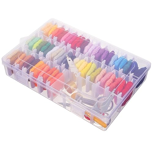 Angoily 1Satz DIY Stickgarn Set für Anfänger und Fortgeschrittene Farben Praktische Nähgarne für Kreuzstich Bastelprojekte und Heimwerken Zubehör und Aufbewahrungsbox von Angoily