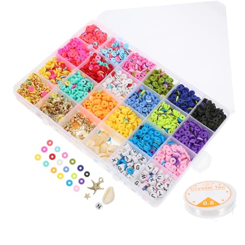 Angoily 1Satz Farben Polymer Clay Perlen Flache Runde Perlen Für DIY Schmuckherstellung Abstandshalter Für Armbänder Und Halsketten Perfektes Handwerk Zubehör von Angoily