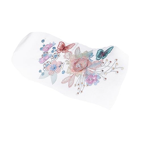 Angoily 1Stück Blumenstickerei Applikation für Kleidung DIY Stoffflicken Pastellfarben für Cheongsam und Formelle Outfits Weich und Leicht Verarbeitung von Angoily