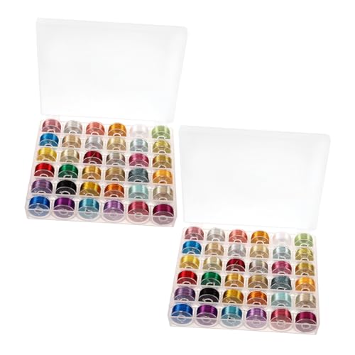 Angoily 2 Boxen Metallic Stickgarn mit Farbigen Spulen Fadebeständig und Stabil Vielseitig für Schmuckherstellung Blumensteckdraht und Handgemachte Stickerei Kompakte Aufbewahrungsbox für von Angoily