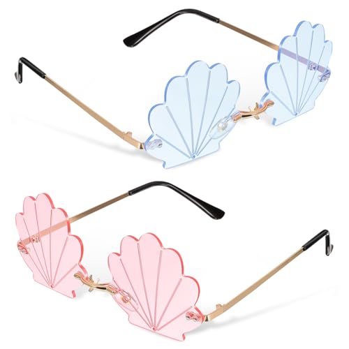 Angoily 2 Stücke Mode Muschelförmige Sonnenbrille Randlose Wellensonnenbrille Party Sonnenbrillen Disco Party Gefälligkeiten für Frauen Männer Angoily 2 Stücke Mode Muschelförmige Sonnenbrille Randlose Wellensonnenbrille Party Sonnenbrillen Disco Party Gefälligkeiten für Frauen Männer von Angoily