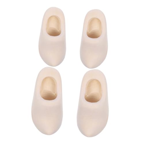 Angoily 2 Paare Miniatur Holzschuhe für Puppenhaus Diy Holzschuhe zur Dekoration für Bastelprojekte und Schlüsselanhänger Unbemalt und Anpassbar von Angoily