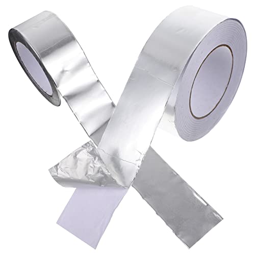 Angoily 2 Rollen Aluminiumfolie Klebeband Set Wasserdichtes Hitzebeständiges Dichtband für Haushaltsanwendungen Reparaturen und Isolierung von Angoily