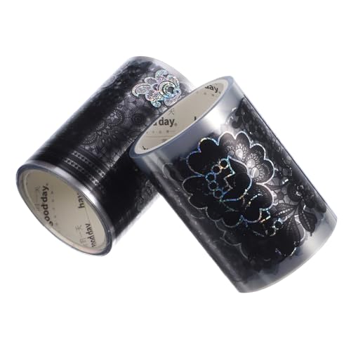 Angoily 2 Rollen Dekoratives Spitzen Klebeband mit Silberfoliendruck Vielseitiges Pet Dekoband für DIY Scrapbooking Tagebuch Planer und Bastelprojekte Selbstklebend Leicht Abreißbar von Angoily