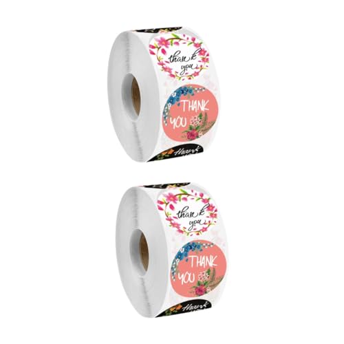 Angoily 2 Rollen Diy Dankeschön Aufkleber Selbstklebende Etiketten für Verpackungen und Bastelarbeiten für Geburtstagsfeiern und Backwaren von Angoily