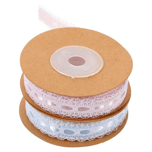 Angoily 2 Rollen Elastisches Spitzenband für Diy Kleidung Dekoratives Nähzubehör Blau und Rosa für Handarbeiten und Accessoires von Angoily