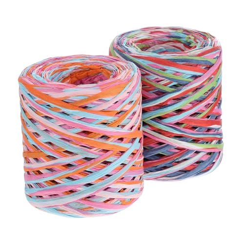 Angoily 2 Rollen Farbige Raffia Papierschnur DIY Geschenkband Bastelmaterial für Kreative Verpackungen Dekoration und Handwerksprojekte Rot Blau und Hellblau Grün Angoily 2 Rollen Farbige Raffia Papierschnur DIY Geschenkband Bastelmaterial für Kreative Verpackungen Dekoration und Handwerksprojekte Rot Blau und Hellblau Grün von Angoily