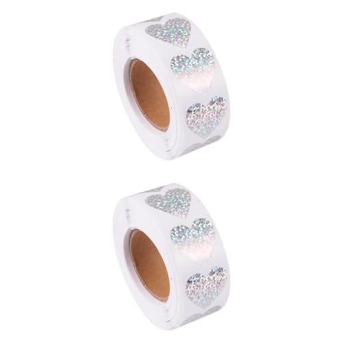 Angoily 2 Rollen Herzform Aufkleber Rolle Selbstklebende Etiketten für Kreative Partys Versiegeln von Geschenkverpackungen und Lebensmittelverpackungen Geeignet für Weihnachten und von Angoily