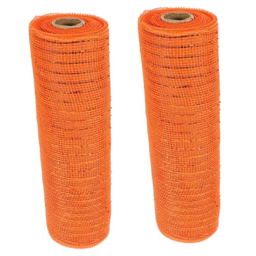 Angoily 2 Rollen Metallisches Folien Mesh Band Halloween Dekoratives Diy Bastelband für Kränze Geschenkverpackung Partyzubehör Orange Angoily 2 Rollen Metallisches Folien Mesh Band Halloween Dekoratives Diy Bastelband für Kränze Geschenkverpackung Partyzubehör Orange von Angoily
