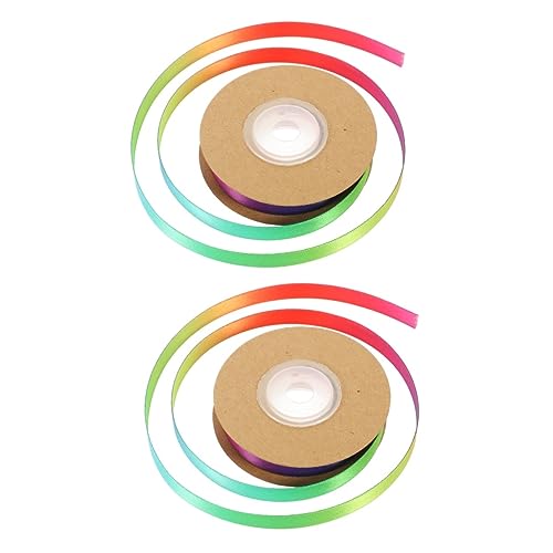 Angoily 2 Rollen Rainbow Bastelband Doppelseitiges Strapazierfähiges Geschenkband für Diy Projekte Hochzeiten Partys und Dekorationen Schleifen Haaraccessoires und Mehr von Angoily