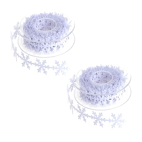 Angoily 2 Rollen Schneeflocken Dekorationsband für Weihnachten DIY Geschenkband Vielseitig Einsetzbar für Festliche Anlässe pro Rolle Weihnachtsdeko für und Bastelprojekte von Angoily
