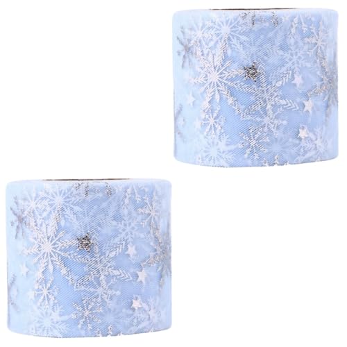Angoily 2 Rollen Snowflake Tüllrolle Yards Glitzernde Netzstoff Dekoband Weihnachtsdeko Atmungsaktiv Waschbar Für Party Geschenkverpackung Kinderhaarschmuck von Angoily