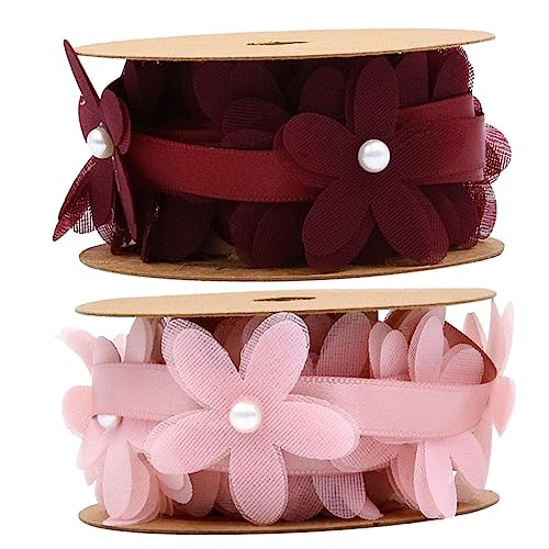 Angoily 2 Rollen Spitzenband mit Blumenmuster und Weinrot Langlebiges Stoffband für Hochzeit Dekoration Geschenkverpackung und Diy Bastelprojekte Angoily 2 Rollen Spitzenband mit Blumenmuster und Weinrot Langlebiges Stoffband für Hochzeit Dekoration Geschenkverpackung und Diy Bastelprojekte von Angoily