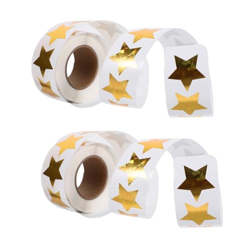 Angoily 2 Rollen Sterne-Aufkleber belohnung belohnungssticker aufkleber schule Schulsticker Name Klebstoff Belohnungsaufkleber selbstklebende Aufkleber beschichtetes Papier von Angoily