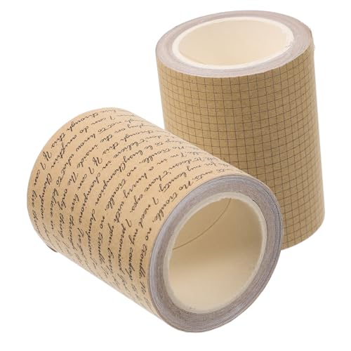 Angoily 2 Rollen Vintage Kraftpapier Klebeband Bedrucktes DIY Scrapbook Tape für Kalender Tagebuch Geschenkverpackung Selbstklebende Dekoration für Bastelprojekte von Angoily