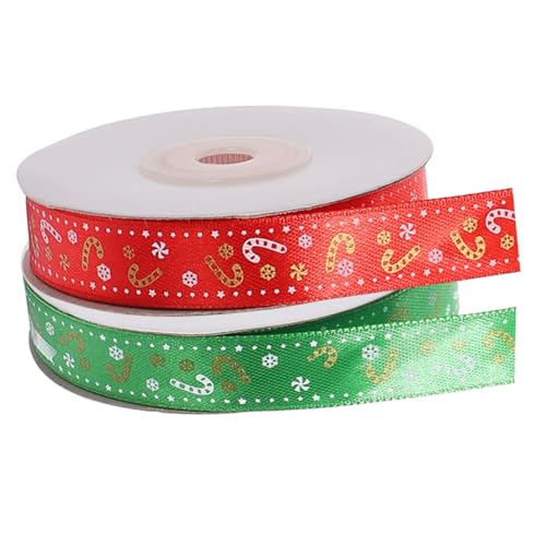 Angoily 2 Rollen Weihnachtsband Girlande Band-Organizer funkeln Weihnachtsstift rotes Band Bogen ribbon bandfeile dekoring weihnachten weihnachtsfestband Weihnachtsgeschenkband Polyester von Angoily