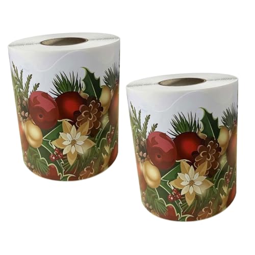 Angoily 2 Rollen Weihnachtsdekorationsaufkleber Weihnachtsfeier Tafeldekorationen Feiertags Pinnwand Verzierungen Weihnachtskugel Ornament Verzierung Feiertags Party Pinnwand von Angoily