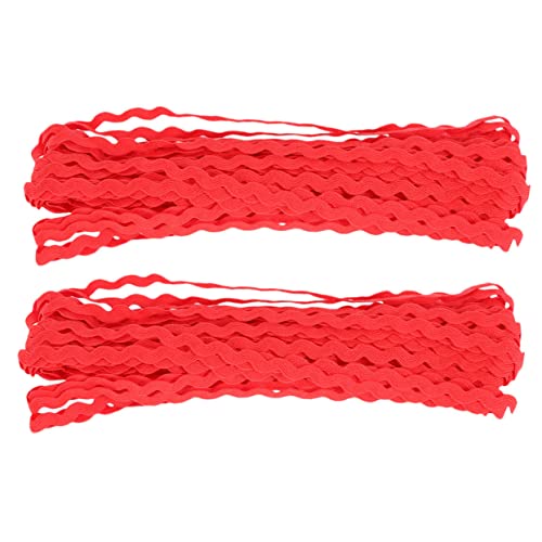 Angoily 2 Rollen Wellenförmiges Stoffband Rot mit Yards für Diy Bekleidungszubehör für Kleider Sarees Blusen Hüte und Taschen Farbenfrohes Spitzenband für Nähprojekte von Angoily