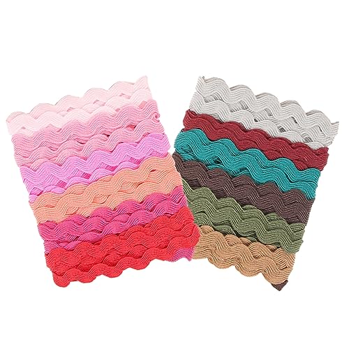 Angoily 2 Rollen Wellenfransenbesatz farbig Schleife Spitzenband zum Basteln Wellen-Nähband seidenband ribbon Einladungskarte Verzierung gewelltes Band Party-Wellenband- Polyester von Angoily