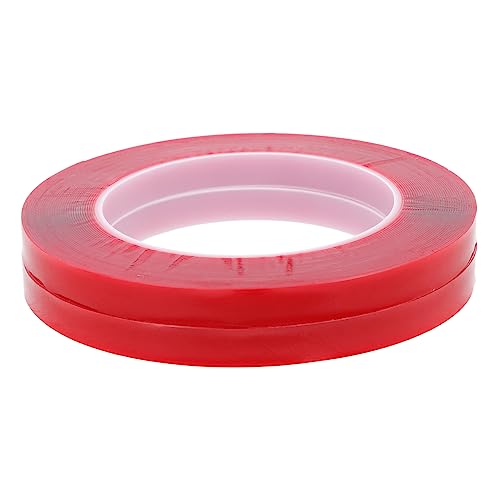 Angoily 2 Rollen doppelseitiges Klebeband doppelt doppelseitiger Nagel klebrig Paket stark einseitig Klebeband Nagel doppelseitiges Befestigungsband Doppelklebeband Kein Substrat Acryl rot von Angoily