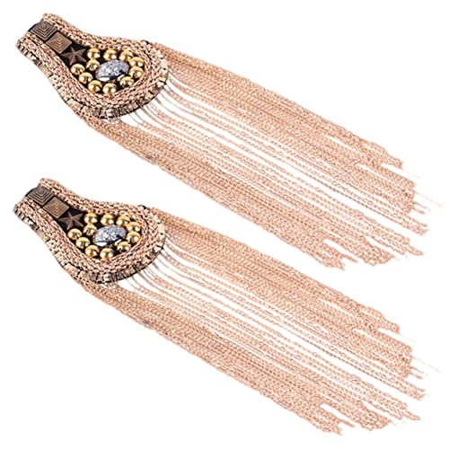 Angoily 2 STÜCK Goldene Quasten Schulterklappen Epauletten für Damen Herren Kostüm Party Accessoire Stilvolle Schulterabzeichen mit Fransen für Herbst Winter von Angoily