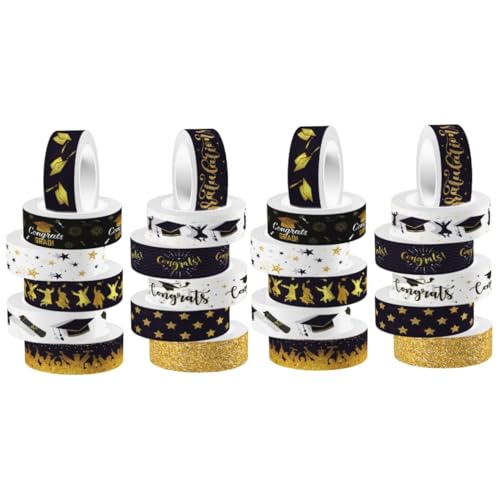 Angoily 2 Sätze Abschluss-washi-tape Abschlussband Klebeband Für Scrapbooking Dekorateure Farbig Abschlussschalbenbuchaufkleber Tagebuchband Dekoration Basteln Flüsterpapier 12 Rollen * 2 von Angoily