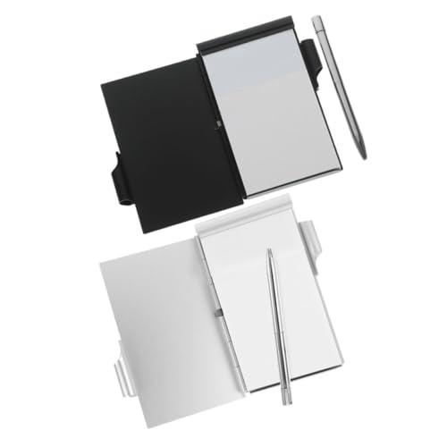 Angoily 2 Sätze Aluminium Notizbuch Kleines Pocket Notizblock mit Stift Aluminiumlegierung Kartenhalter Abreißbare Liniert Blätter Handlich Langlebig Schwarz und Silber Angoily 2 Sätze Aluminium Notizbuch Kleines Pocket Notizblock mit Stift Aluminiumlegierung Kartenhalter Abreißbare Liniert Blätter Handlich Langlebig Schwarz und Silber von Angoily